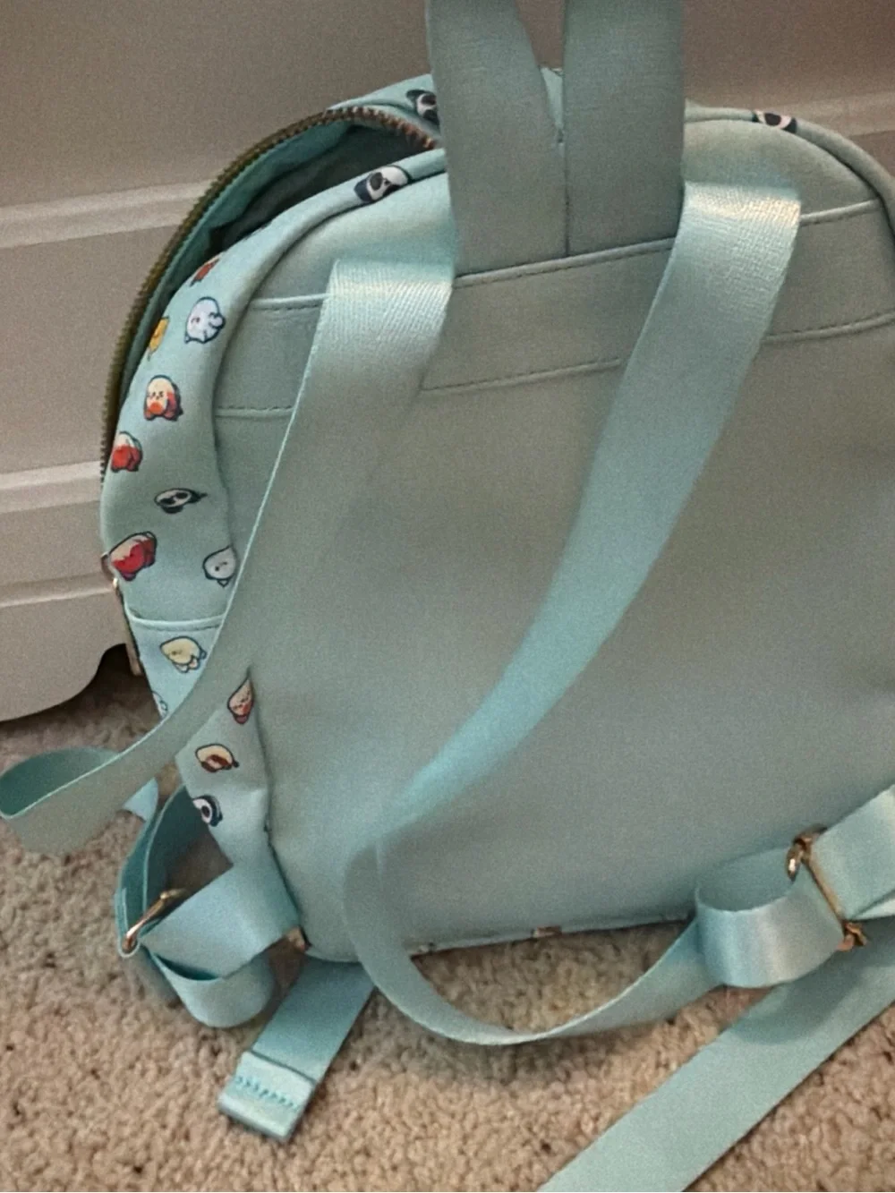 Light Blue Kids Mini Backpack with Cute Character Print